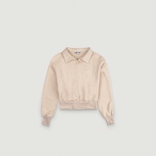 Cropped Collar Sweat Shirt (Beige)