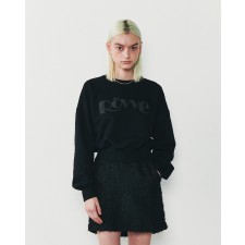 Cropped Signature Embo Sweat Shirt (Black)