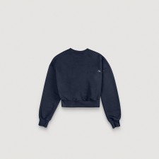 Cropped Cut Off Sweat Shirt (Navy)