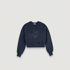 Cropped Cut Off Sweat Shirt (Navy)