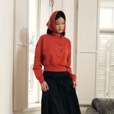 Cropped Cut Off Sweat Shirt (Red)