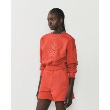 Cropped Cut Off Sweat Shirt (Red)