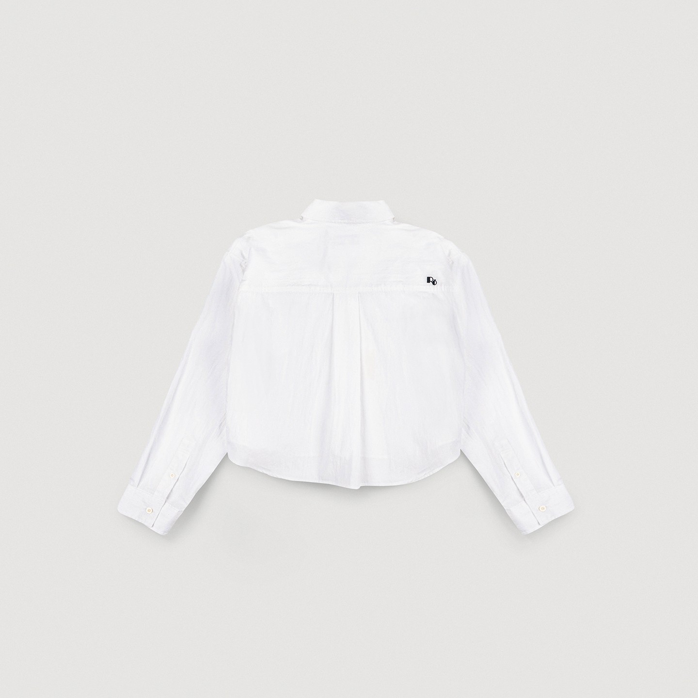 Cropped Washed Cotton Nylon Shirt (White)