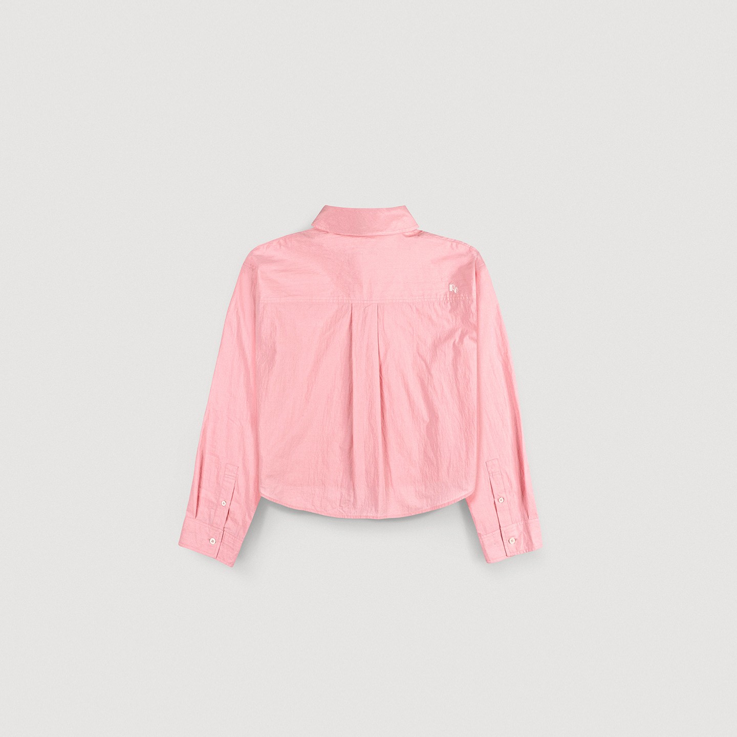 Cropped Washed Cotton Nylon Shirt (Pink)