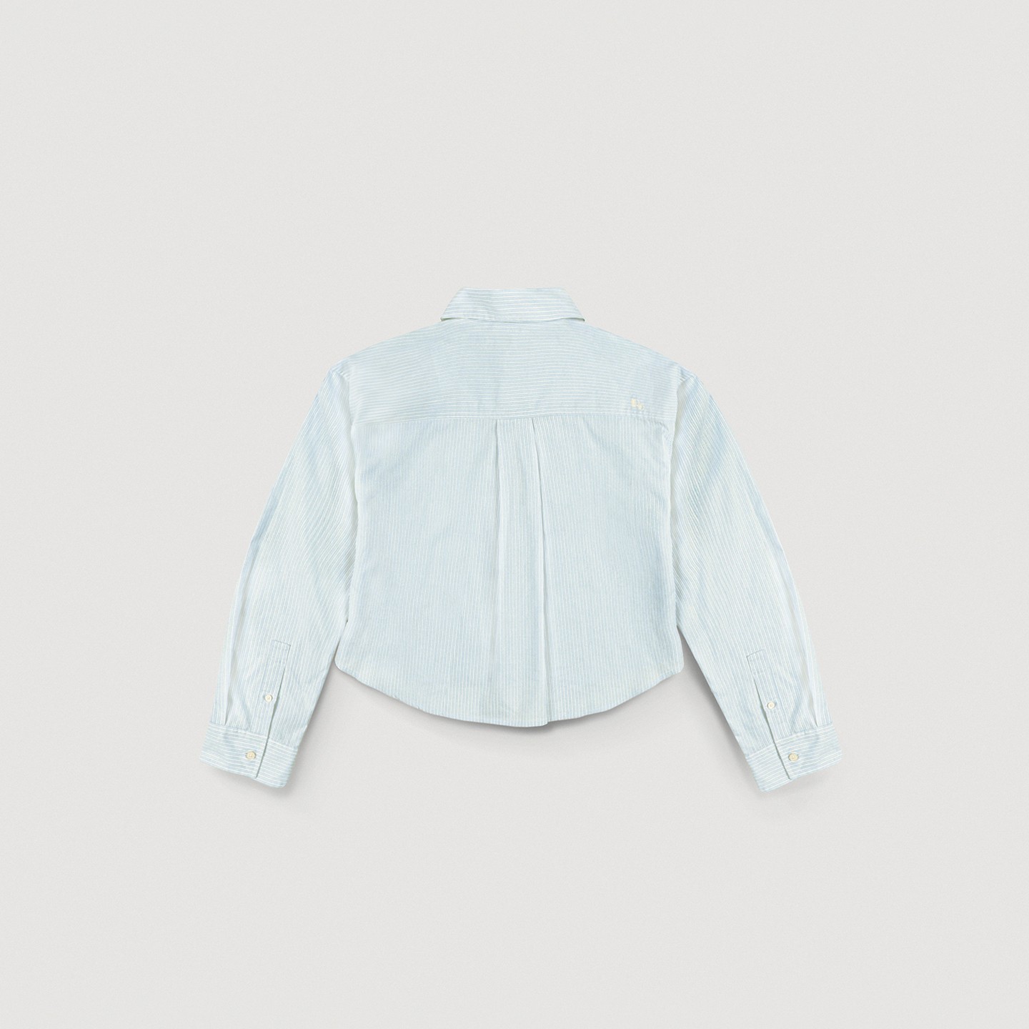 Cropped Cotton Pinstripe Shirt (Light Blue)