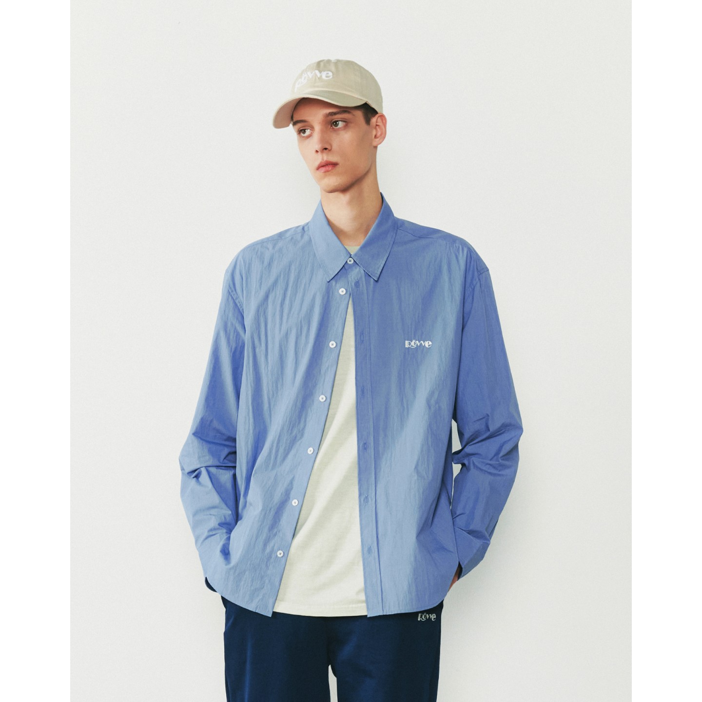 Washed Cotton Nylon Shirt (Blue)