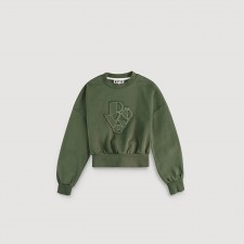 Cropped Cut Off Sweat Shirt (Deep Khaki)