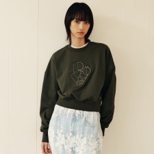 Cropped Cut Off Sweat Shirt (Deep Khaki)